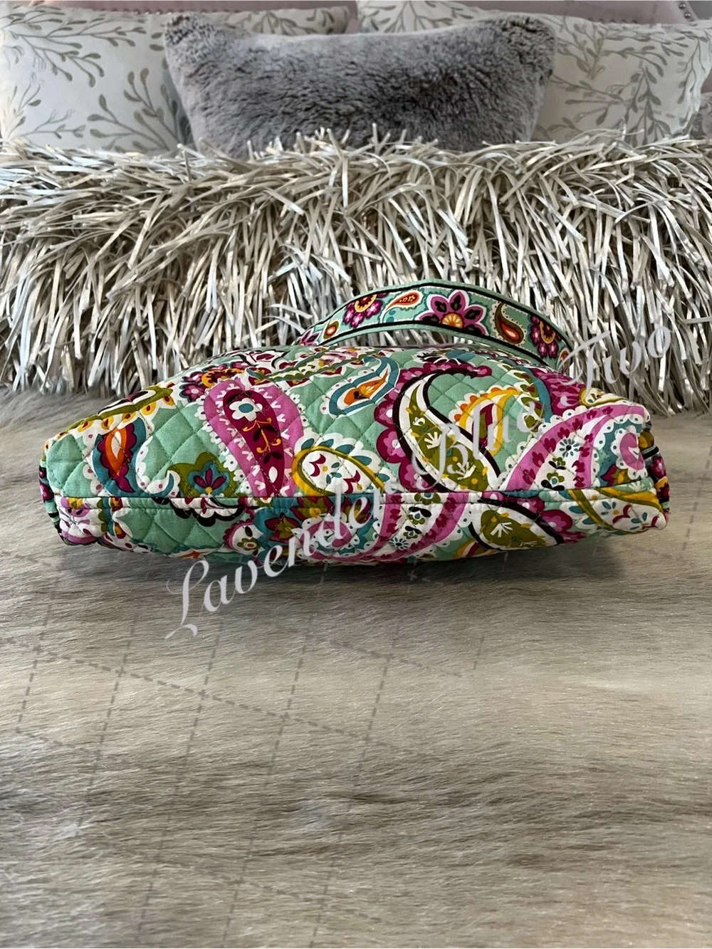 VERA BRADLEY Tutti Frutti 2013 Holiday Tote Green Pink Paisley Snap Satchel Y2K
